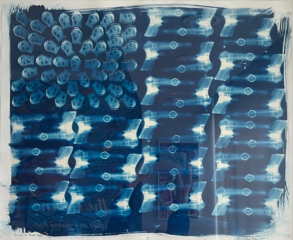 Bullet Flag, 2021
Christopher Blay
Cyanotype on Hahnemuhle Platinum Rag fine art paper