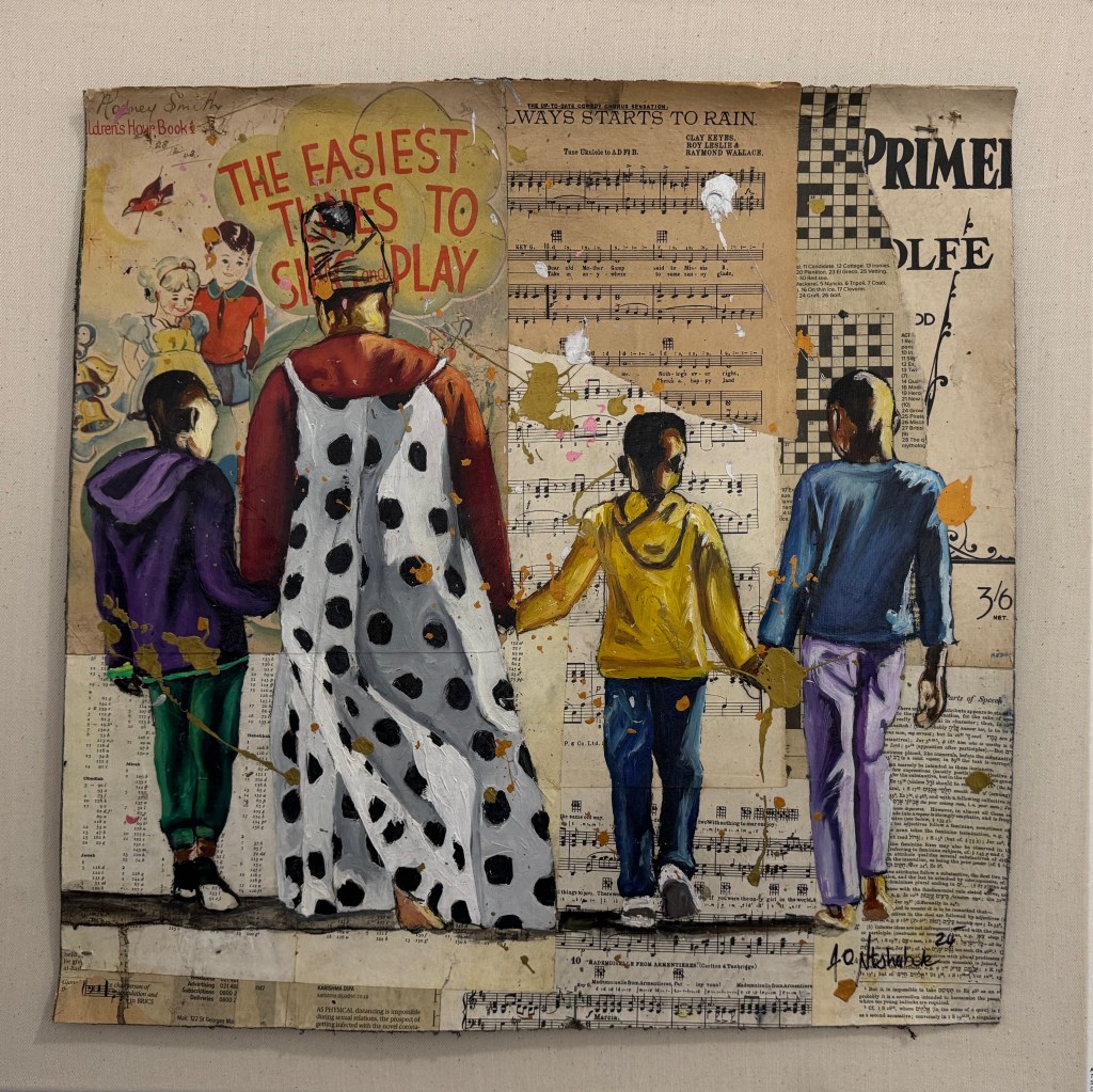 Theres A Happy Land, 2024
Andrew Nitshabele
Oils on Vintage Documents
