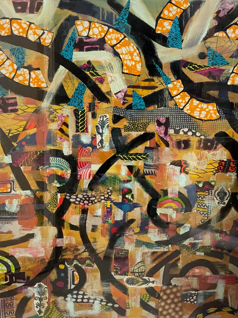 Patchwork, 2016
Danny Simmons Fabric pigment and oil on paper, 2016